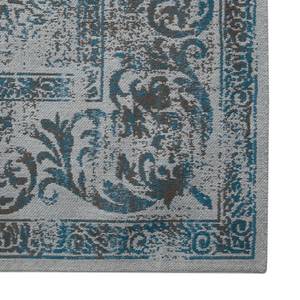 Vintage-Teppich Divin I Mischgewebe - Hellgrau / Türkis - 140 x 200 cm
