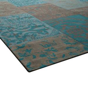 Vintage vloerkleed Milas textielmix - turquoise/lichtbruin - 200 x 290 cm