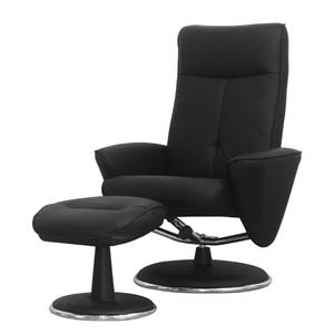 Relaxfauteuil Kenzo met hocker - kunstleer - Zwart