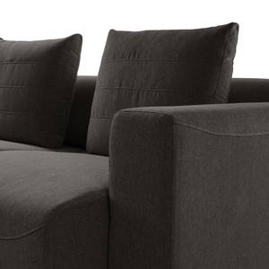 Canapé d’angle 2-3 places FINNY Tissu - Tissu Saia: Noir-Marron - Méridienne courte à gauche (vue de face) - Sans fonction