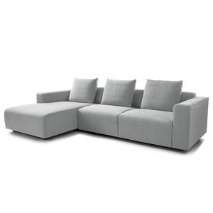 Ecksofa FINNY 2,5-Sitzer mit Longchair Webstoff Saia: Hellgrau - Longchair davorstehend links - Keine Funktion