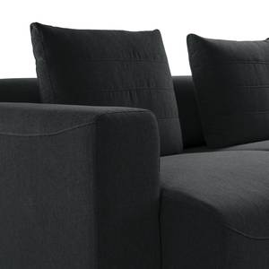 Ecksofa FINNY 2,5-Sitzer mit Longchair Webstoff Saia: Anthrazit - Longchair davorstehend rechts - Keine Funktion