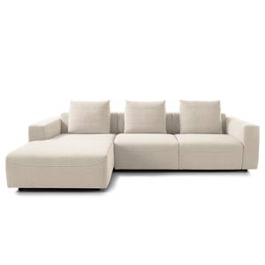 Ecksofa FINNY 2,5-Sitzer mit Longchair Webstoff Saia: Beige - Longchair davorstehend links - Keine Funktion