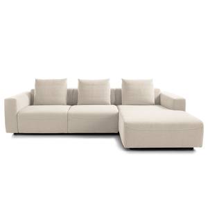 Ecksofa FINNY 2,5-Sitzer mit Longchair Webstoff Saia: Beige - Longchair davorstehend rechts - Keine Funktion