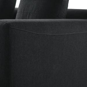 Ecksofa FINNY 2,5-Sitzer mit Longchair Webstoff Saia: Anthrazit - Longchair davorstehend links - Keine Funktion