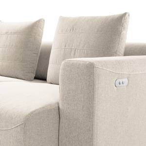 Canapé d’angle 2-3 places FINNY Tissu - Tissu Saia: Beige - Méridienne courte à gauche (vue de face) - Avec réglage de la profondeur d'assise