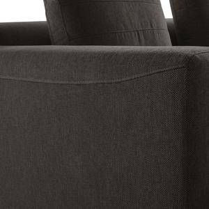 Canapé d’angle 2-3 places FINNY Tissu - Tissu Saia: Noir-Marron - Méridienne courte à droite (vue de face) - Sans fonction