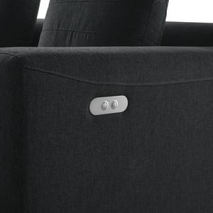 Canapé d’angle 2-3 places FINNY Tissu - Tissu Saia: Anthracite - Méridienne courte à gauche (vue de face) - Avec réglage de la profondeur d'assise