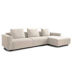 Ecksofa FINNY 3-Sitzer mit Longchair Webstoff Saia: Beige - Longchair davorstehend rechts - Keine Funktion