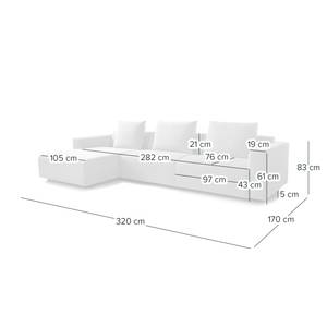 Hoekbank FINNY 3-zits met chaise longue geweven stof - Geweven stof Saia: Beige - Longchair vooraanzicht links - Geen functie