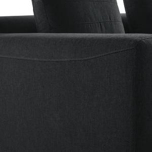 Ecksofa FINNY 3-Sitzer mit Longchair Webstoff Saia: Anthrazit - Longchair davorstehend rechts - Keine Funktion