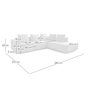 Ecksofa FINNY mit Ottomane Webstoff Saia: Beige - Ottomane davorstehend rechts - Keine Funktion