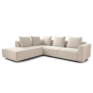 Ecksofa FINNY mit Ottomane Webstoff Saia: Beige - Ottomane davorstehend links - Keine Funktion