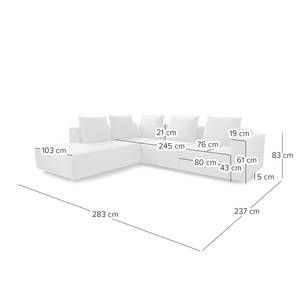 Ecksofa FINNY mit Ottomane Webstoff Saia: Beige - Ottomane davorstehend links - Sitztiefenverstellung