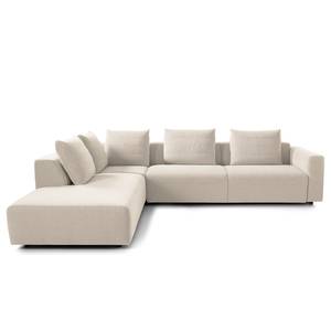 Ecksofa Finny IV Webstoff Saia: Beige - Ottomane davorstehend links - Keine Funktion