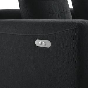 Canapé d’angle FINNY avec méridienne Tissu - Tissu Saia: Anthracite - Méridienne longue à droite (vue de face) - Avec réglage de la profondeur d'assise