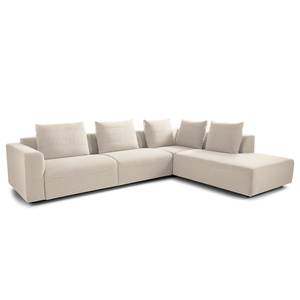 Ecksofa Finny IV Webstoff Saia: Beige - Ottomane davorstehend rechts - Keine Funktion