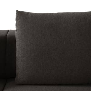 Canapé d'angle Finny IV Tissu - Tissu Saia: Noir-Marron - Méridienne longue à droite (vue de face) - Avec réglage de la profondeur d'assise