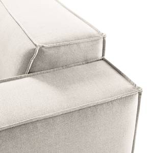Hoekbank KINX met Longchair geweven stof - Geweven stof Milan: Gebroken wit - Breedte: 260 cm - Longchair vooraanzicht links - Met zitdiepte verstelling