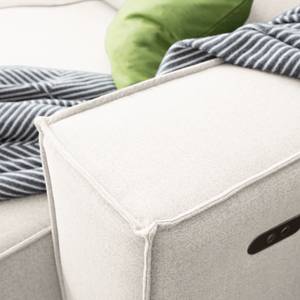 Ecksofa KINX mit Longchair Webstoff Milan: Altweiß - Breite: 260 cm - Longchair davorstehend links - Sitztiefenverstellung