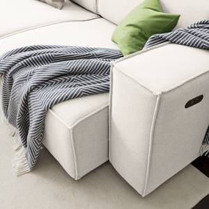 Canapé d’angle KINX méridienne Tissu - Tissu Milan : Blanc vieilli - Largeur : 260 cm - Méridienne courte à gauche (vue de face) - Avec réglage de la profondeur d'assise