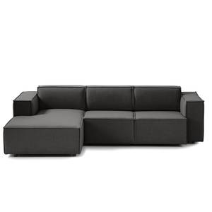 Ecksofa KINX mit Longchair Webstoff Milan: Anthrazit - Breite: 260 cm - Longchair davorstehend links - Sitztiefenverstellung