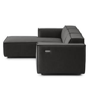 Ecksofa KINX mit Longchair Webstoff Milan: Anthrazit - Breite: 260 cm - Longchair davorstehend links - Sitztiefenverstellung