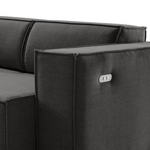 Ecksofa KINX mit Longchair Webstoff Milan: Anthrazit - Breite: 260 cm - Longchair davorstehend links - Sitztiefenverstellung