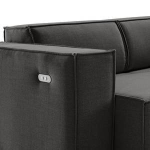 Ecksofa KINX mit Longchair Webstoff Milan: Anthrazit - Breite: 260 cm - Longchair davorstehend rechts - Sitztiefenverstellung