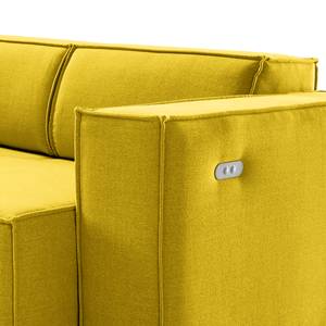 Ecksofa KINX mit Longchair Webstoff Milan: Gelb - Breite: 260 cm - Longchair davorstehend links - Sitztiefenverstellung