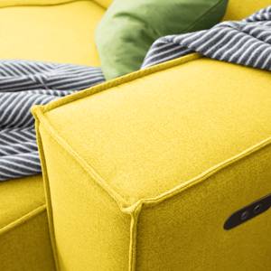 Ecksofa KINX mit Longchair Webstoff Milan: Gelb - Breite: 260 cm - Longchair davorstehend links - Sitztiefenverstellung