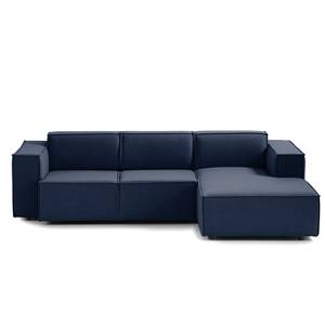 Ecksofa KINX mit Longchair Webstoff Milan: Dunkelblau - Breite: 260 cm - Longchair davorstehend rechts - Sitztiefenverstellung