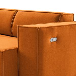 Ecksofa KINX mit Longchair Webstoff Milan: Rostbraun - Breite: 260 cm - Longchair davorstehend links - Sitztiefenverstellung