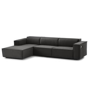 Ecksofa KINX mit Longchair Webstoff Milan: Anthrazit - Breite: 294 cm - Longchair davorstehend links - Sitztiefenverstellung