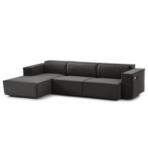 Ecksofa KINX mit Longchair Webstoff Milan: Anthrazit - Breite: 294 cm - Longchair davorstehend links - Sitztiefenverstellung