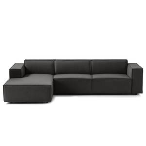 Ecksofa KINX mit Longchair Webstoff Milan: Anthrazit - Breite: 294 cm - Longchair davorstehend links - Sitztiefenverstellung