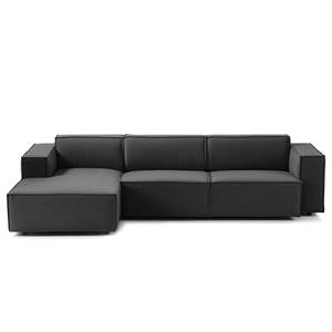 Ecksofa KINX mit Longchair Webstoff Milan: Anthrazit - Breite: 294 cm - Longchair davorstehend links - Sitztiefenverstellung