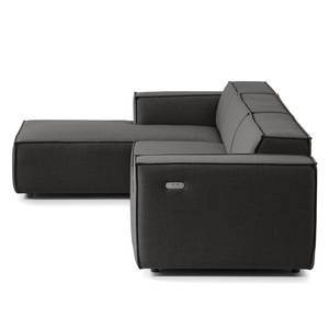 Ecksofa KINX mit Longchair Webstoff Milan: Anthrazit - Breite: 294 cm - Longchair davorstehend links - Sitztiefenverstellung