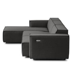 Ecksofa KINX mit Longchair Webstoff Milan: Anthrazit - Breite: 294 cm - Longchair davorstehend links - Sitztiefenverstellung