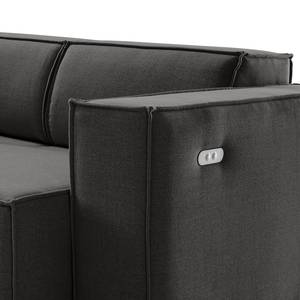 Ecksofa KINX mit Longchair Webstoff Milan: Anthrazit - Breite: 294 cm - Longchair davorstehend links - Sitztiefenverstellung