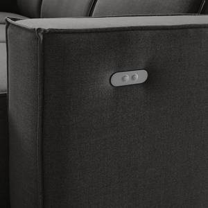 Canapé d’angle KINX méridienne Tissu - Tissu Milan : Anthracite - Largeur : 294 cm - Méridienne courte à gauche (vue de face) - Avec réglage de la profondeur d'assise