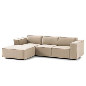 Ecksofa KINX mit Longchair Webstoff Milan: Beige - Breite: 260 cm - Longchair davorstehend links - Sitztiefenverstellung