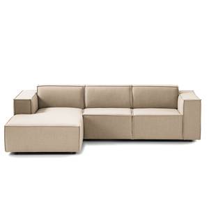 Ecksofa KINX mit Longchair Webstoff Milan: Beige - Breite: 260 cm - Longchair davorstehend links - Sitztiefenverstellung