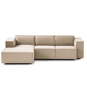 Ecksofa KINX mit Longchair Webstoff Milan: Beige - Breite: 260 cm - Longchair davorstehend links - Sitztiefenverstellung