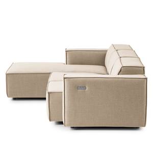 Ecksofa KINX mit Longchair Webstoff Milan: Beige - Breite: 260 cm - Longchair davorstehend links - Sitztiefenverstellung