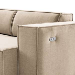 Ecksofa KINX mit Longchair Webstoff Milan: Beige - Breite: 260 cm - Longchair davorstehend links - Sitztiefenverstellung