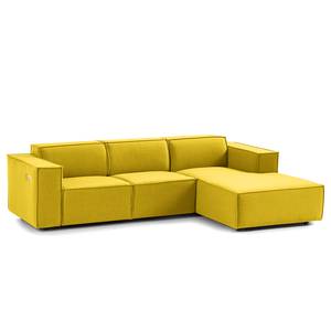 Ecksofa KINX mit Longchair Webstoff Milan: Gelb - Breite: 260 cm - Longchair davorstehend rechts - Sitztiefenverstellung