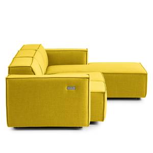 Ecksofa KINX mit Longchair Webstoff Milan: Gelb - Breite: 260 cm - Longchair davorstehend rechts - Sitztiefenverstellung