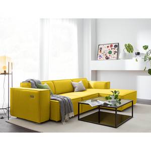 Ecksofa KINX mit Longchair Webstoff Milan: Gelb - Breite: 260 cm - Longchair davorstehend rechts - Sitztiefenverstellung