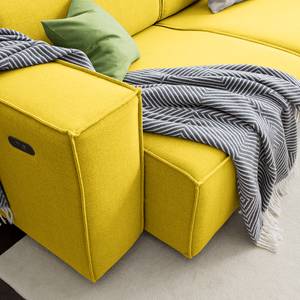 Ecksofa KINX mit Longchair Webstoff Milan: Gelb - Breite: 260 cm - Longchair davorstehend rechts - Sitztiefenverstellung